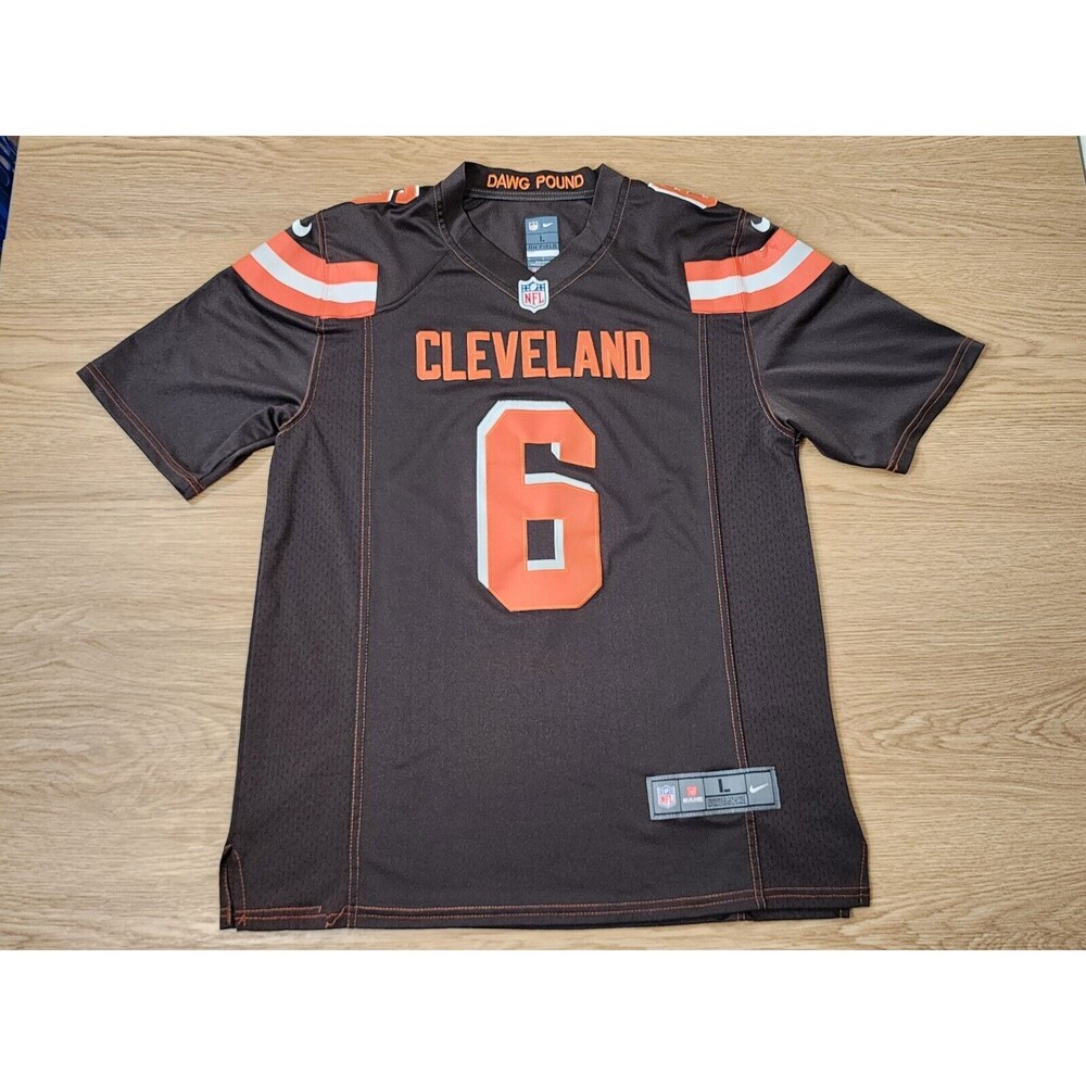 Baker Mayfield Jersey Mens L Orange Cleveland Browns Nike On Field NFL Distress